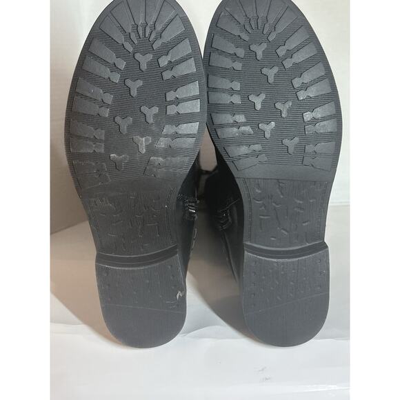 XOXO Marah-C Black Knee High Boots 8.5M Faux Leather Slouch Buckle Zip Riding - Picture 14 of 16